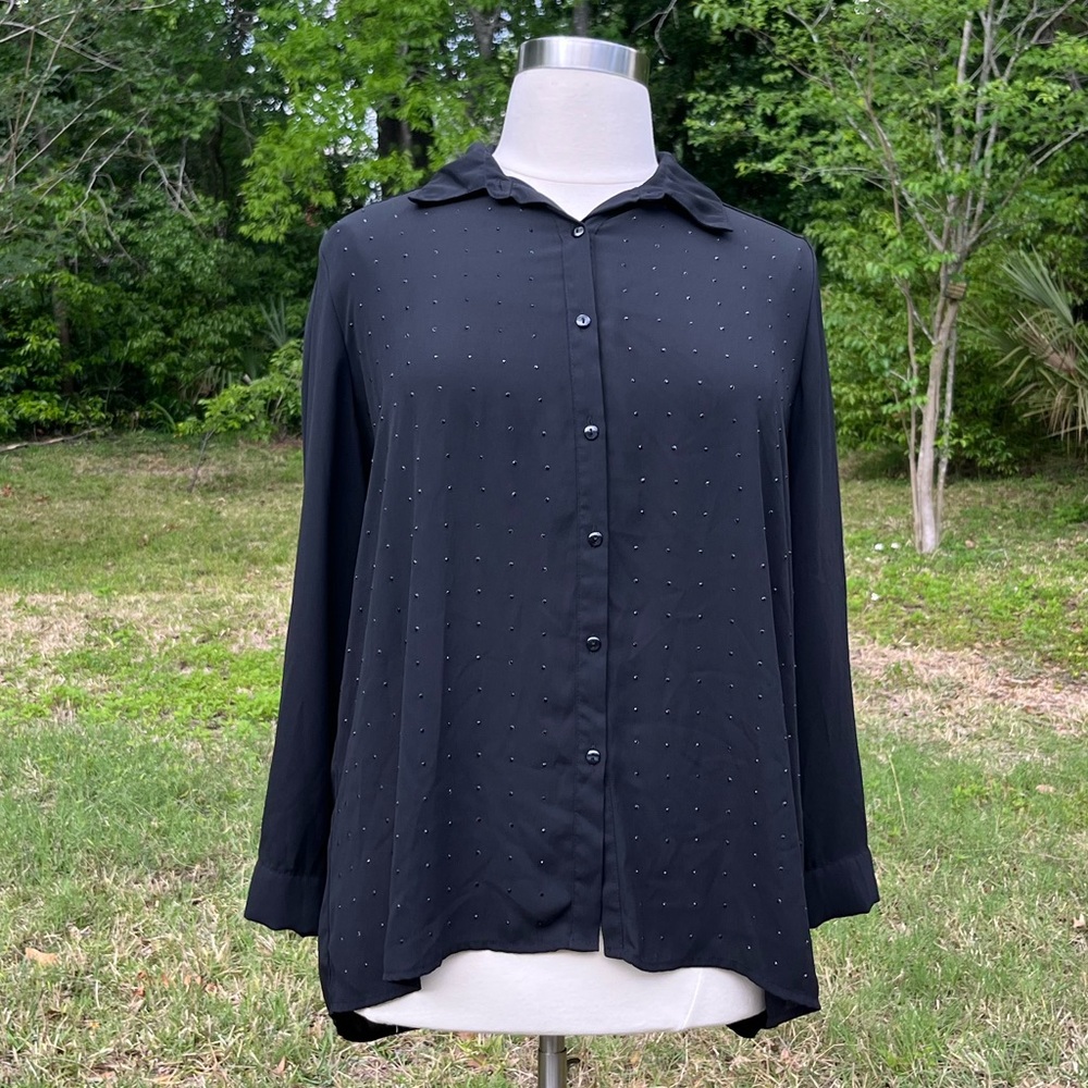5/$25 Silk Rhinestone Button Up Top